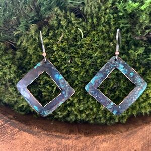 Copper verdigris  earrings